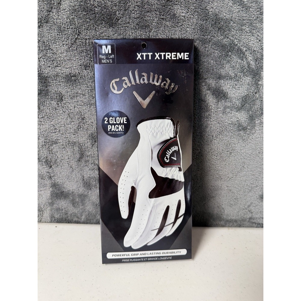 Callaway XTT Extreme White Golf Gloves 2 Glove Pack Reg Left Men's